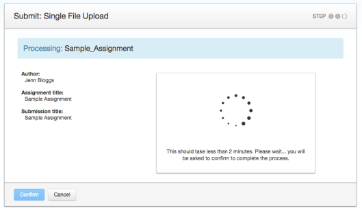 Screenshot of processing a single assignment submission